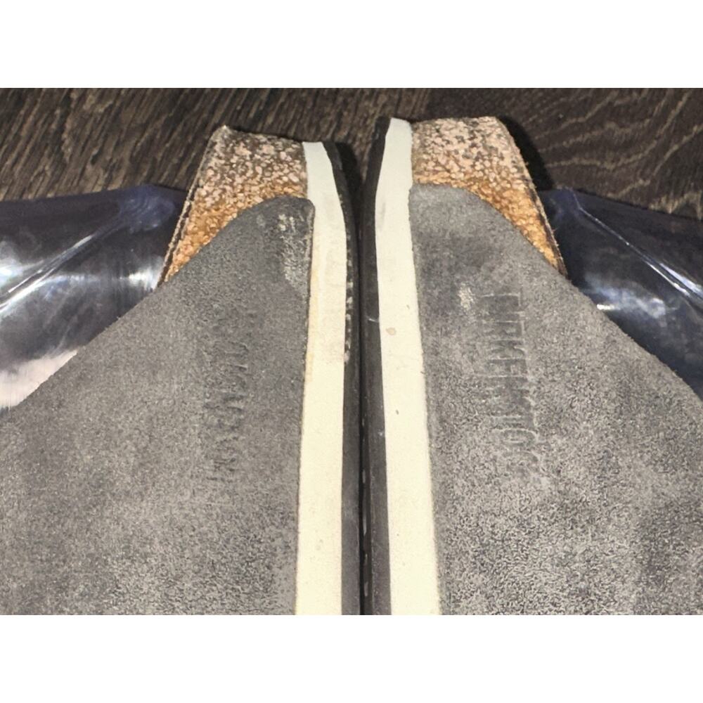 Birkenstock Arizona Birkibuc Gray Leather Shoes Sandals Rubber Sole Sz 38 US 7 - Picture 6 of 11
